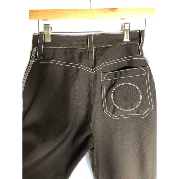CHLOE Women's Brown Contrast Seam Knee Length Cropped Pants US 0-2  IT 36 XS - Picture 4 of 8